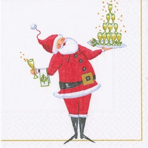 Caspari Cocktail Napkin Santa Serving Drinks 25x25cm Set 20pce - Peter's of Kensington