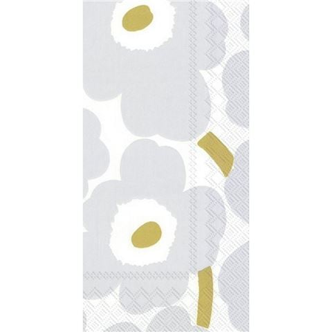Marimekko - Unikko Guest Napkin Set White/Silver 16pce