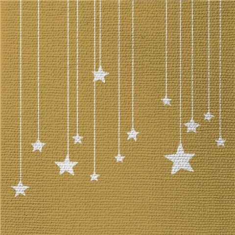 Paper Products - Stars On Canvas Lunch Napkins Gold 33x33cm 15pce