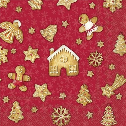 IHR Santa's Favourite Cookies Lunch Napkin Set Red 33x33cm 20pce - Peter's of Kensington