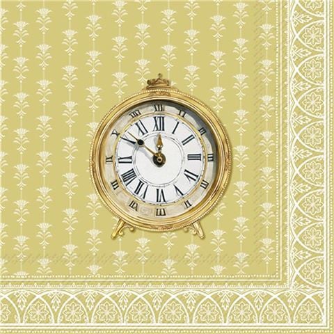 IHR - Golden Clock Lunch Napkin Set Cream/Gold 33x33cm 20pce