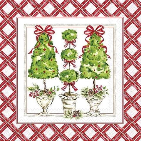 IHR - Holly Topiary Lunch Napkin Set Red 33x33cm 20pce