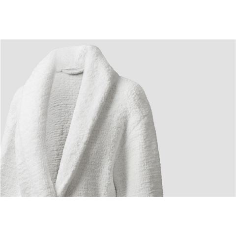 Brogo - Plush Chenille Bathrobe White Small/Medium
