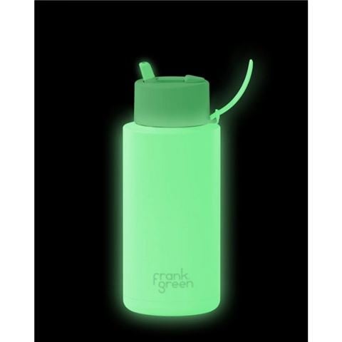 Frank Green - Glow In The  Dark Ceramic Bottle w/Flip Straw Lid Aurora Glow 1L