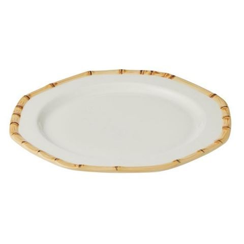 Coast To Coast - Bamboo Ceramic Platter White/Natural 35cm