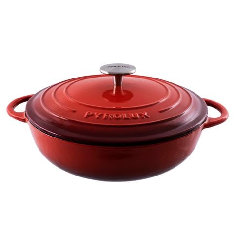Pyrolux Pyrochef Low Casserole Chilli Red 28cm/4L - Peter's of Kensington