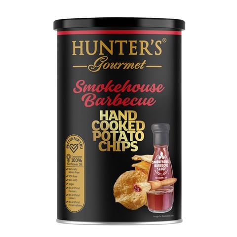 Hunter's Gourmet Hand Cooked Potato Chips Tin Smokehouse Barbecue 150g - Peter's of Kensington