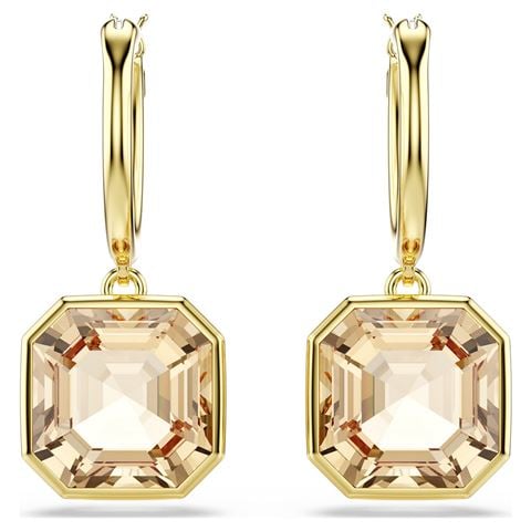 Swarovski Jewellery - Millenia Asscher Cut Crystal Earrings w/Gold-Tone Plate Caramel