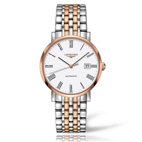 Longines - Elegant Collection S.Steel Auto. Watch w/18K Red Gold 39mm L49105117