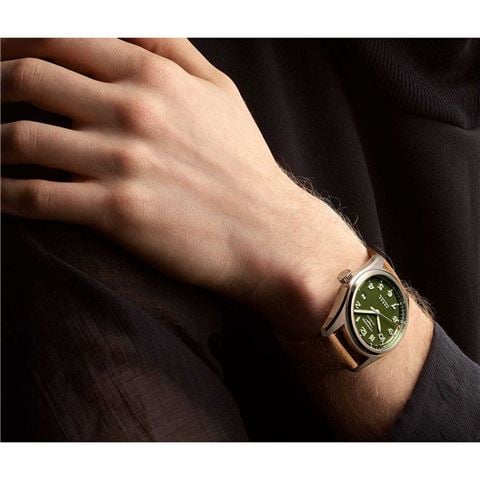 Longines - Spirit S.S Auto Watch w/Green Dial Leather Strap 40mm L38104032