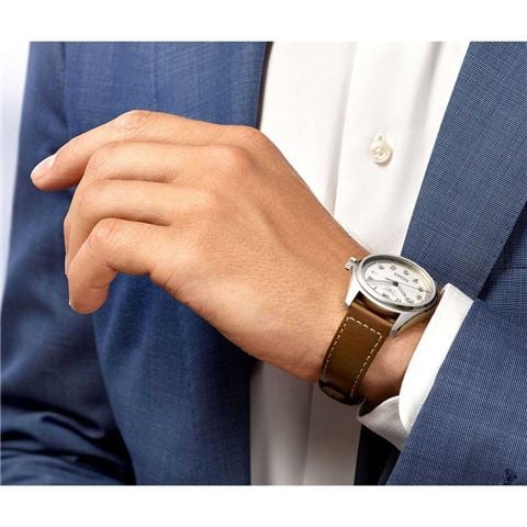 Longines - Spirit S.Steel Auto. Watch w/Silver Dial Leather Strap 40mm L38104732