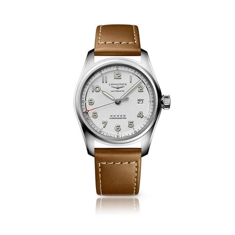 Longines - Spirit S.Steel Auto. Watch w/Silver Dial Leather Strap 40mm L38104732