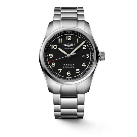 Longines - Spirit S.Steel Auto. Watch w/Black Dial & S.S. Strap 42mm L38114539