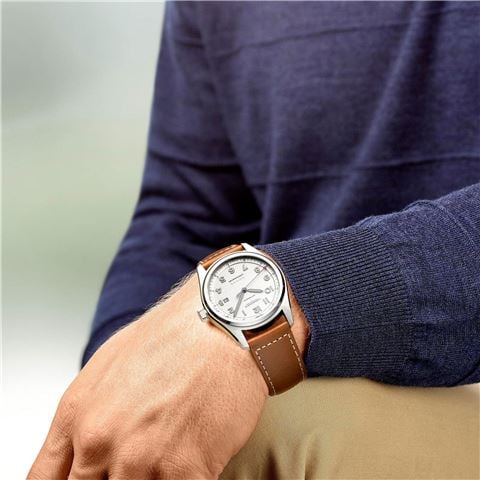 Longines - Spirit S.Steel Auto. Watch w/Silver Dial Brown Strap 42mm L38114732