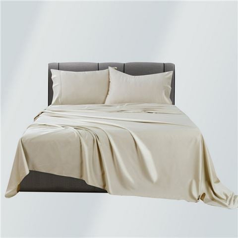 Bianca - Rosebank Mega 500tc Bamboo/Cotton Sateen Sheet Set Sand Queen 4pce