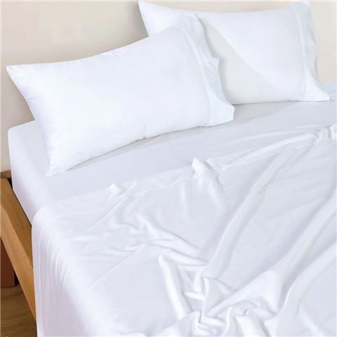 Bianca - Rosebank Mega 500tc Bamboo/Cotton Sateen King Sheet Set White