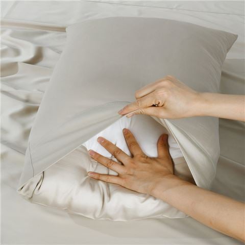 Bianca - Rosebank 500TC Bamboo/Cotton Sateen Standard Pillowcase Set Sand 2pce