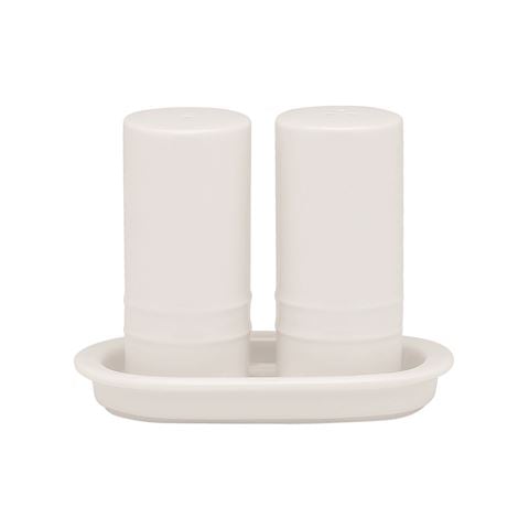 Ecology Signature Salt & Pepper Set w/Tray White 3pce - Peter's of Kensington
