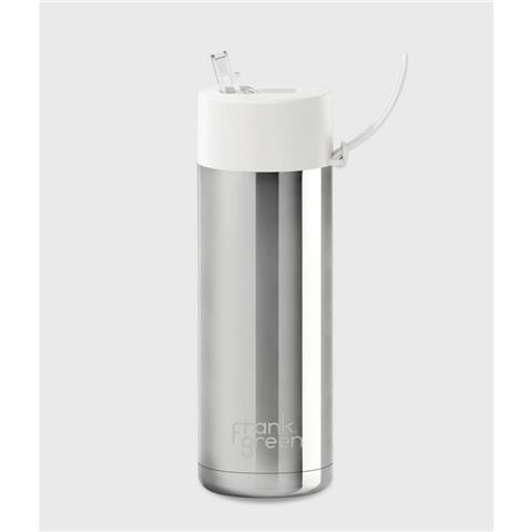 Frank Green - Limited Ed. S/S Ceramic Bottle w/Straw Lid Silver/Cloud 595ml