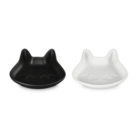 Le Creuset - Cat Dessert Plate Set Black & White 14cm 2pce