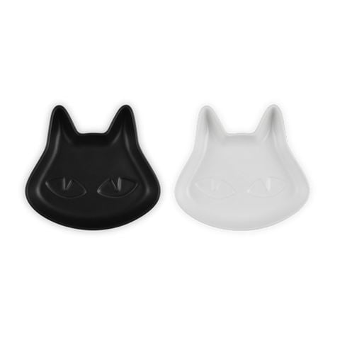 Le Creuset - Cat Dessert Plate Set Black & White 14cm 2pce