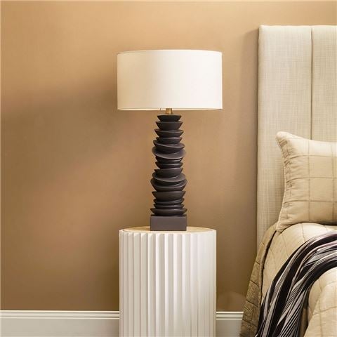 Cafe Lighting Mendoza Table Lamp Grey Base w/White Shade - Peter's of Kensington