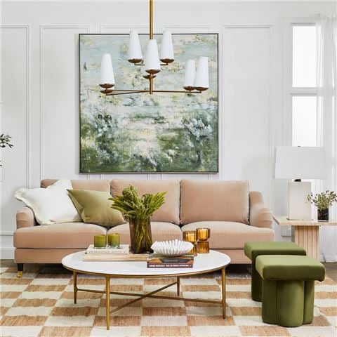 Cafe Lighting Aerin 3 Seater Sofa Taupe Velvet - Peter's of Kensington