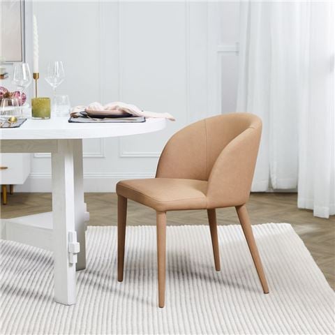 Cafe Lighting Paltrow Dining Chair Tan Vegan Leather - Peter's of Kensington