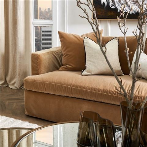 Cafe Lighting Birkshire 3 Seater Slip Cover Sofa Ochre Velvet - Peter's of Kensington