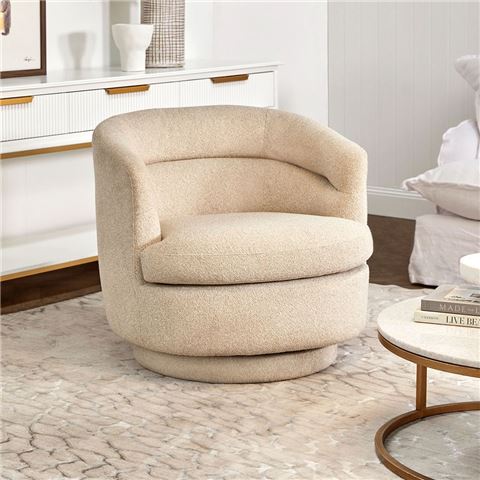 Cafe Lighting Holly Swivel Armchair Natural Boucle - Peter's of Kensington