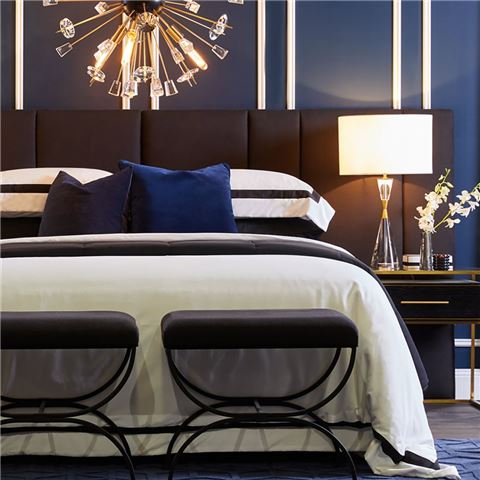 Cafe Lighting - Bronx Bedhead Black Linen King