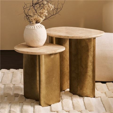 Cafe Lighting Audrey Side Table Travertine Large - Peter's of Kensington
