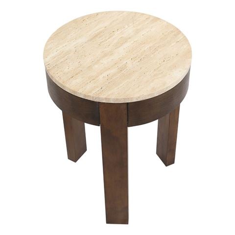 Cafe Lighting - Oliver Travertine Side Table Small Brown