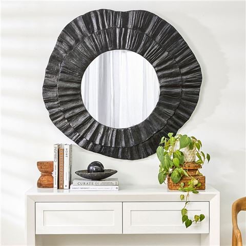 Cafe Lighting Corfu Wall Mirror Black - Peter's of Kensington