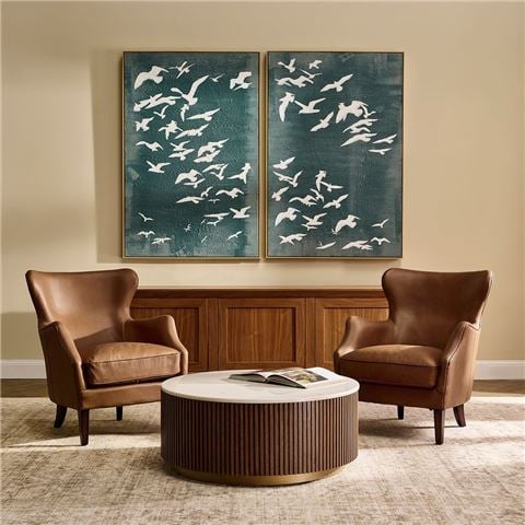 Cafe Lighting Migration Set of Two Oil on Canvas Painting - Peter's of Kensington
