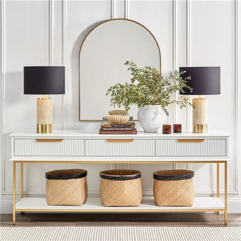 Cafe Lighting Paola Travertine Table Lamp Black Shade - Peter's of Kensington