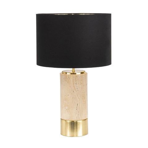 Cafe Lighting Paola Travertine Table Lamp Black Shade - Peter's of Kensington