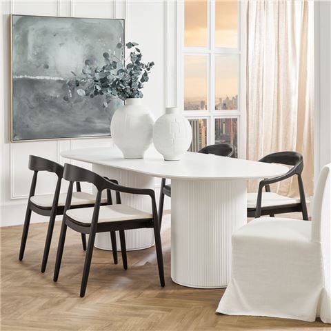 Cafe Lighting - Arlo Oval Dining Table White 2.4m