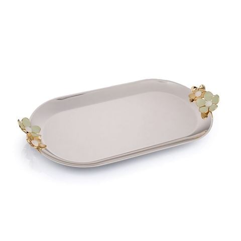 Whitehill - Serveware Silverplated  Plated Flower Handled Tray 48x25x5cm
