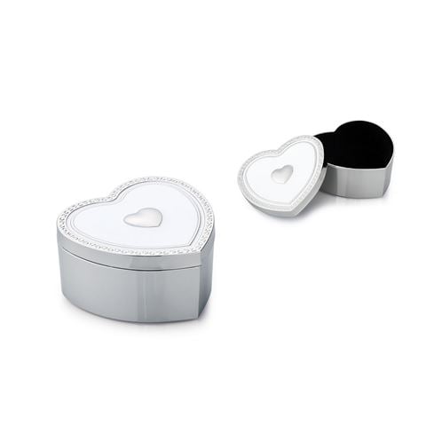 Whitehill - Giftware Heart Trinket Box w/Silverplated Finish White 7x7cm
