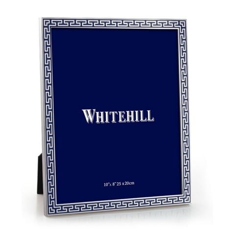 Whitehill - Greek Key Photo Frame Silver & Blue 20x25cm
