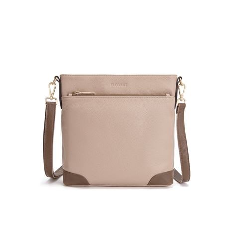 Serenade Leather - Evie 2 Tone Leather Crossbody Bag Putty/Cinnamon