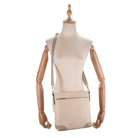 Serenade Leather - Evie 2 Tone Leather Crossbody Bag Ivory/Putty