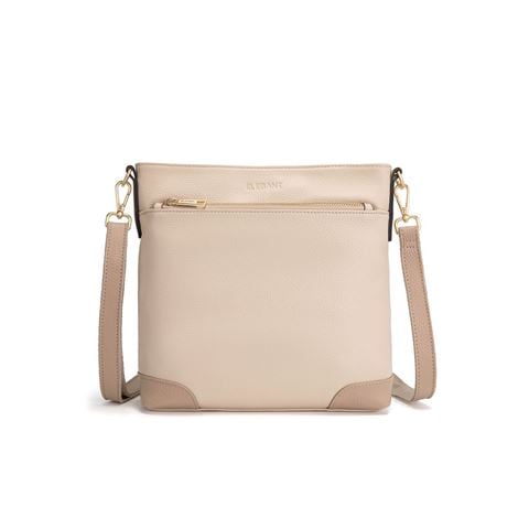 Serenade Leather - Evie 2 Tone Leather Crossbody Bag Ivory/Putty