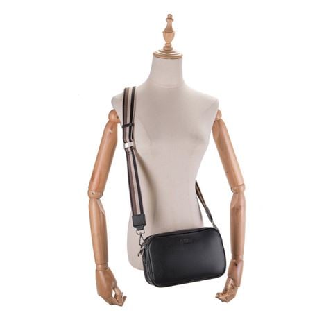 Serenade Leather - Anna Triple Compartment Crossbody Bag Black