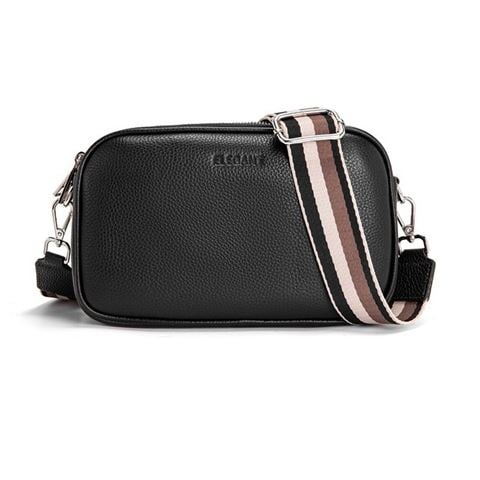 Serenade Leather - Anna Triple Compartment Crossbody Bag Black