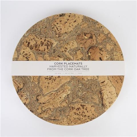 Liga - Natural Cork Round Placemat Set 4pce
