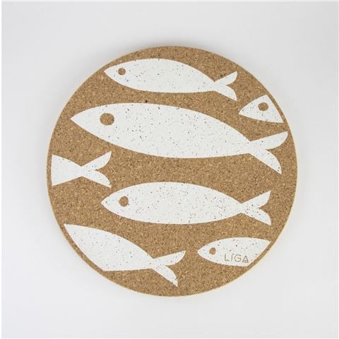 Liga - Cork Placemat Fish White