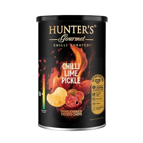 Hunter's Gourmet - Hand Cooked Potato Chips Chilli Lime Pickle Canister