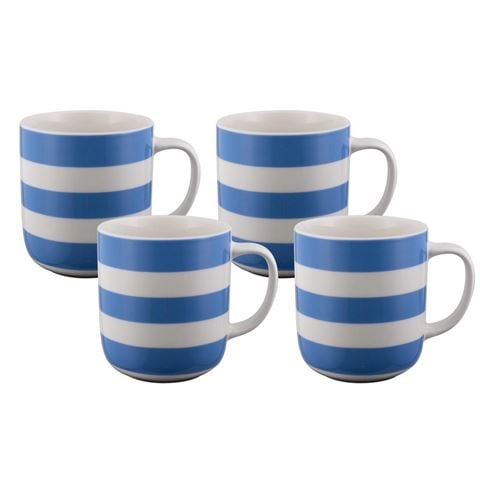 Bundanoon - Classic Mug Set Nautical Stripes Royal Blue 400ml 4pce